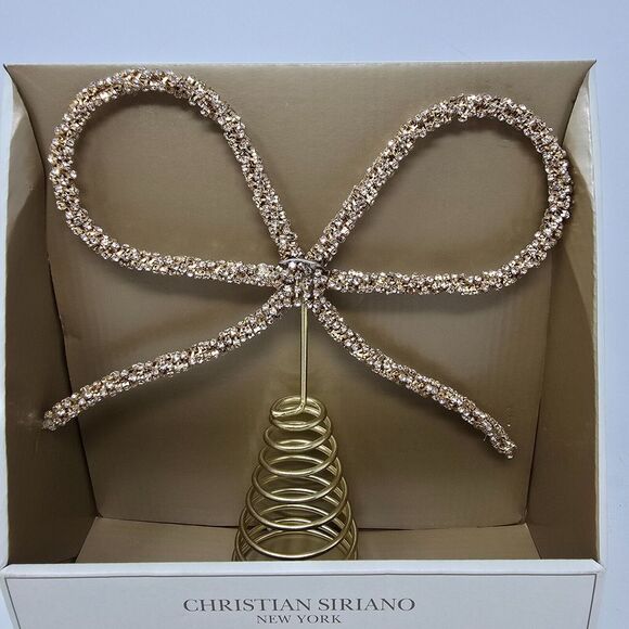 Christian Siriano Gold Rhinestone Bow Tree Topper Christmas 2024 New - Picture 2 of 4